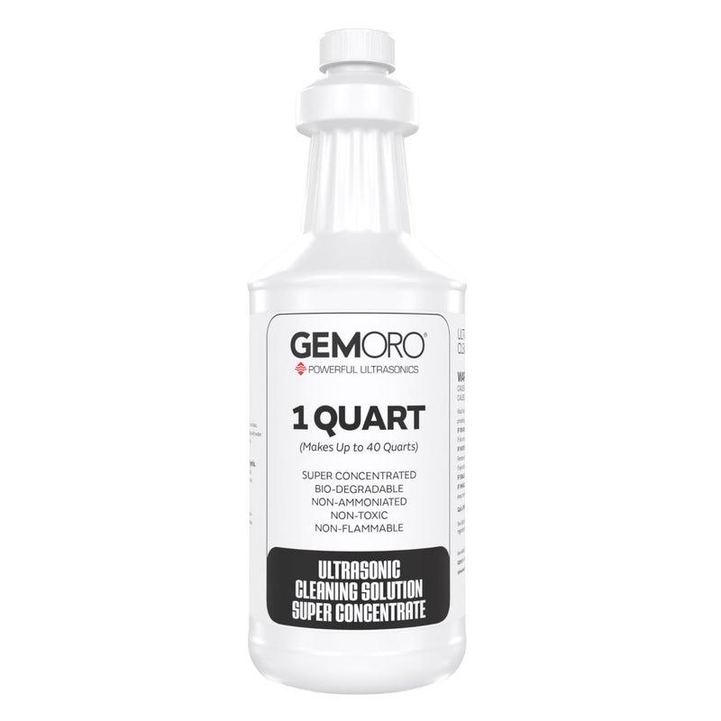 Gemoro Jewelry Cleaner Solution Concentrate for Ultrasonic Machines | Professional Performance Liquid Cleans Rings Watches Glasses Earrings & Coins | Compatible with Diamond Gold & Silver (1 Quart) - Image 1